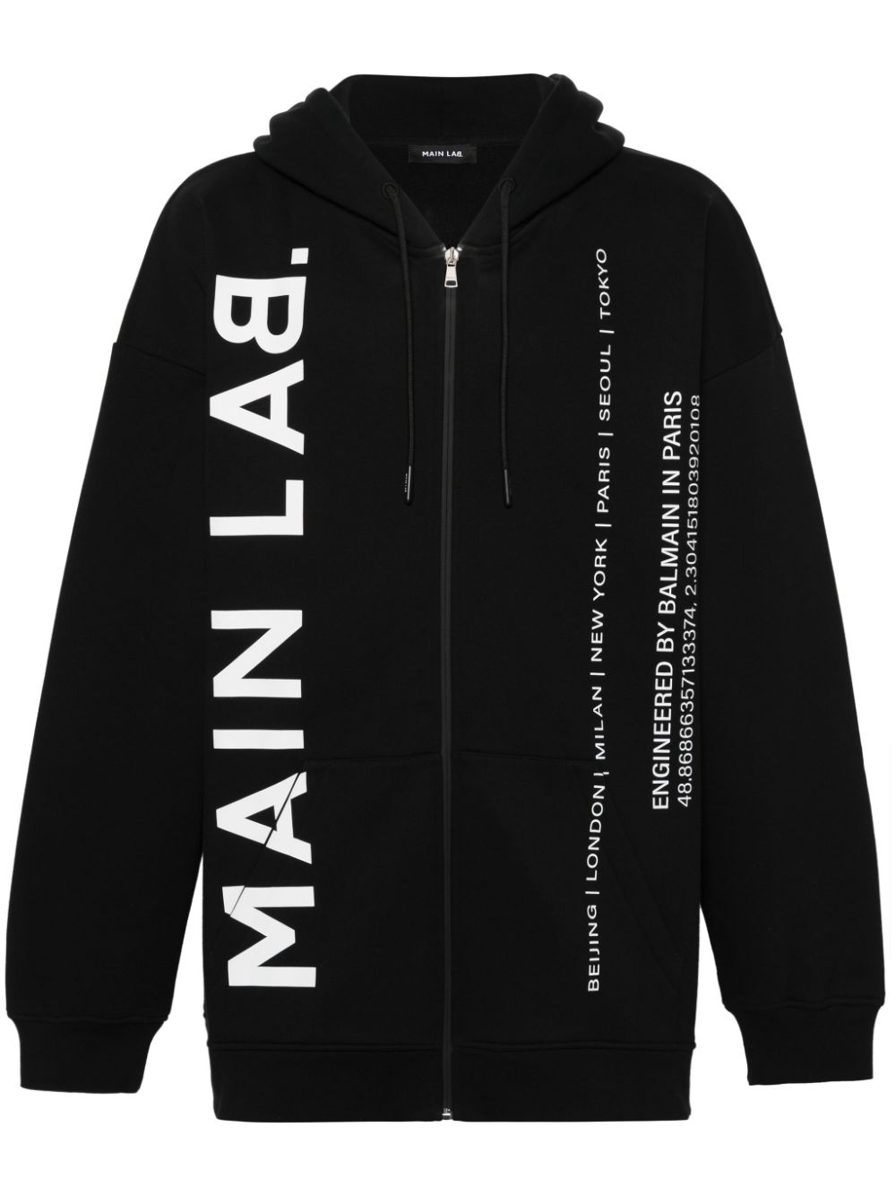 Balmain Main Lab zip-up hoodie - Black von Balmain