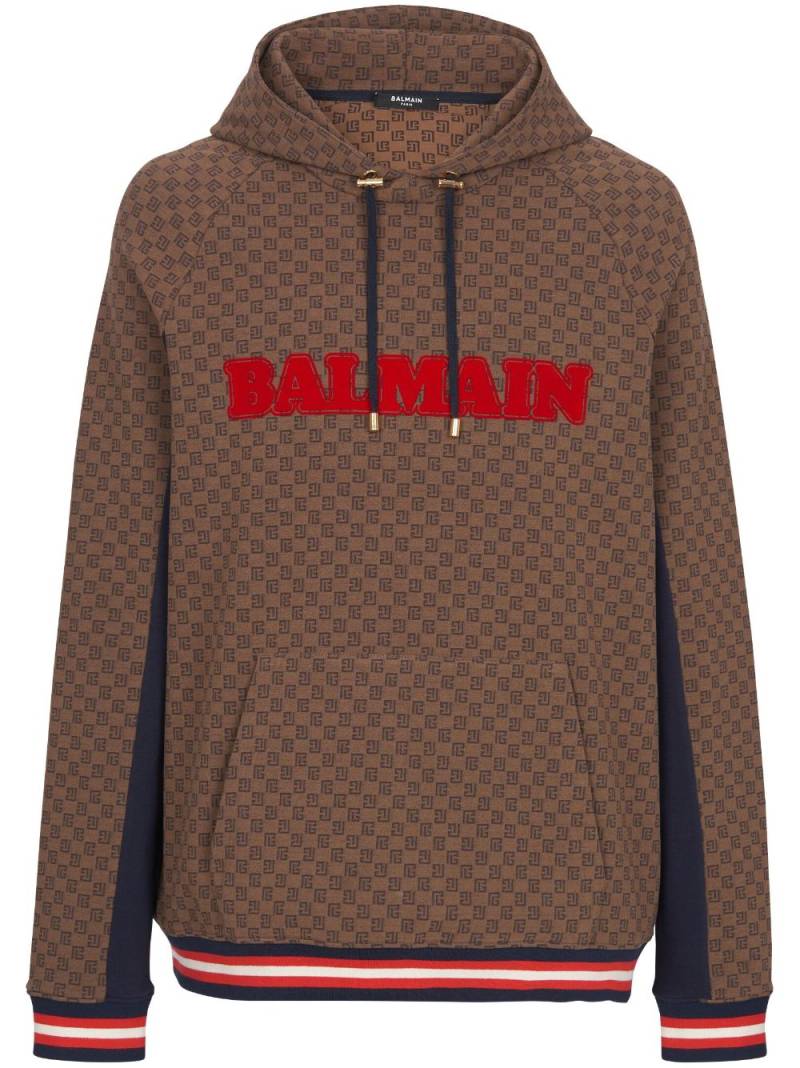 Balmain Mini Monogram jacquard hoodie - Brown von Balmain