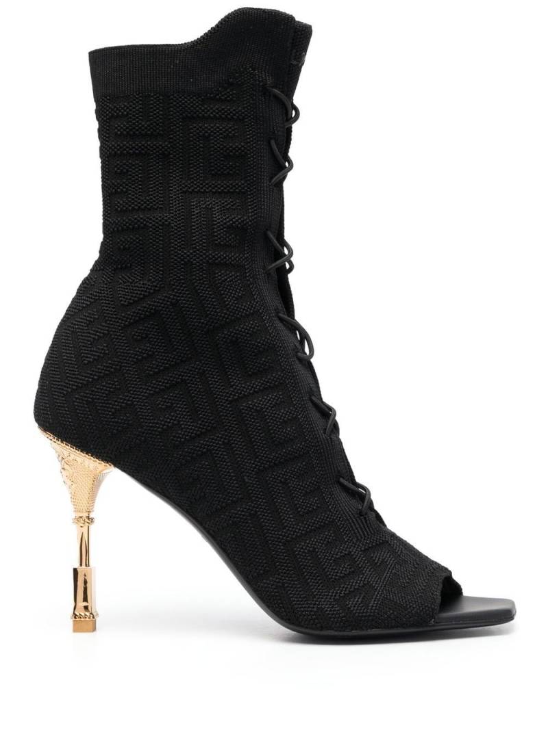 Balmain Moneta monogram lace-up boots - Black von Balmain