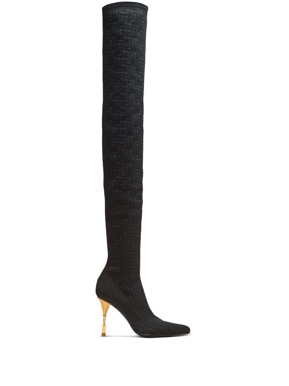 Balmain Moneta monogram thigh-high boots - Black von Balmain