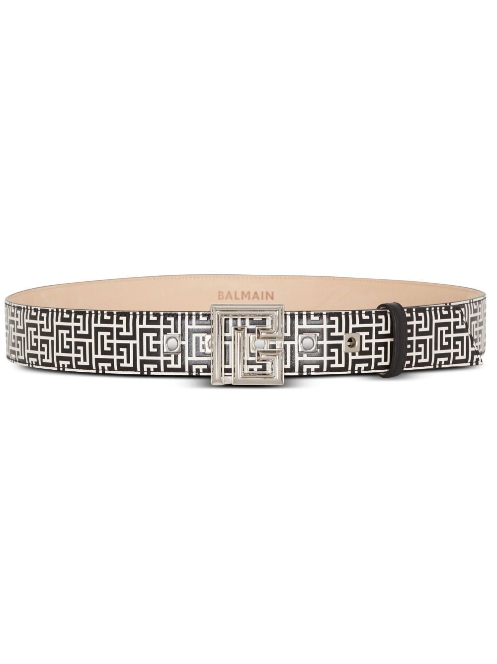 Balmain PB Labyrinth leather belt - Black von Balmain