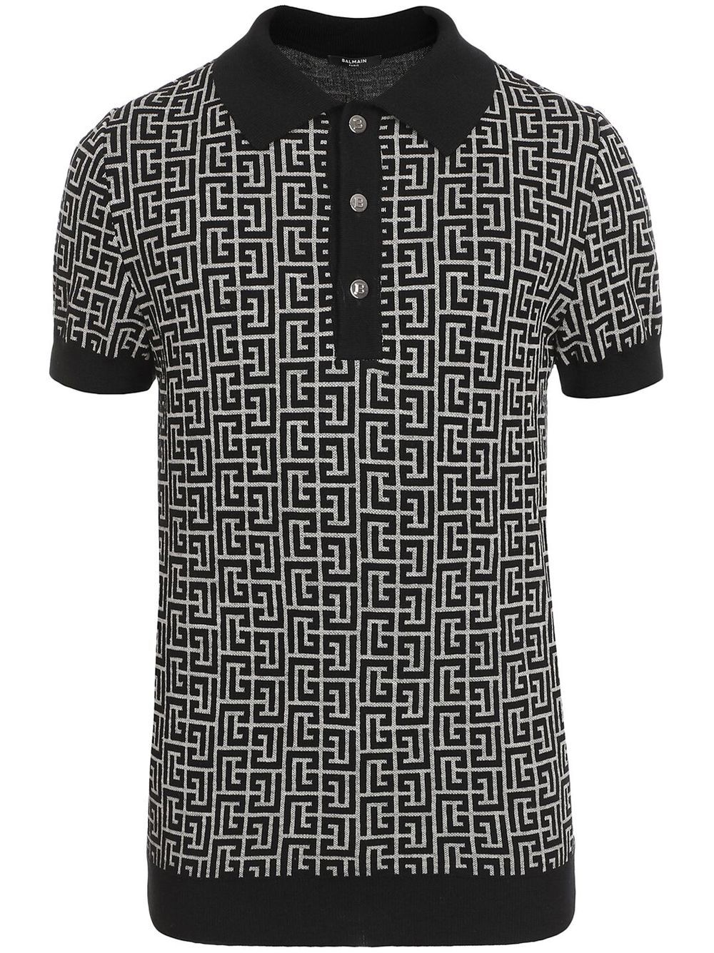 Balmain PB monogram jacquard polo shirt - Black von Balmain