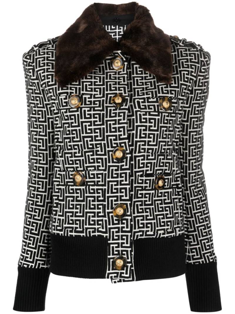 Balmain PB-monogram wool-blend jacket - Black von Balmain