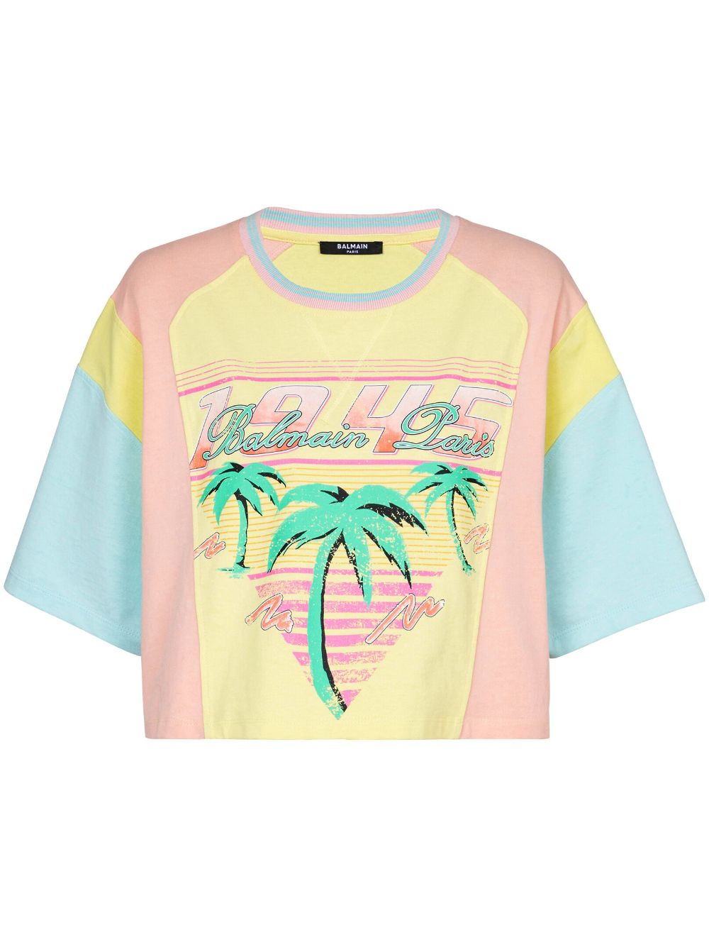 Balmain Palm Tree-print cropped T-shirt - Yellow von Balmain