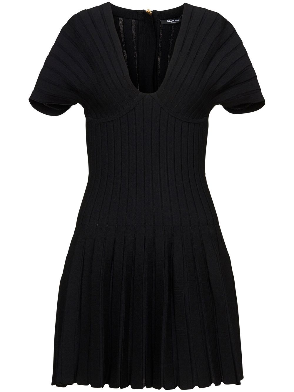 Balmain Pleated Mesh mini dress - Black von Balmain