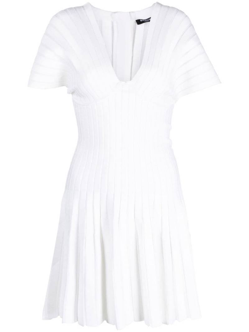 Balmain Pleated Mesh mini dress - White von Balmain