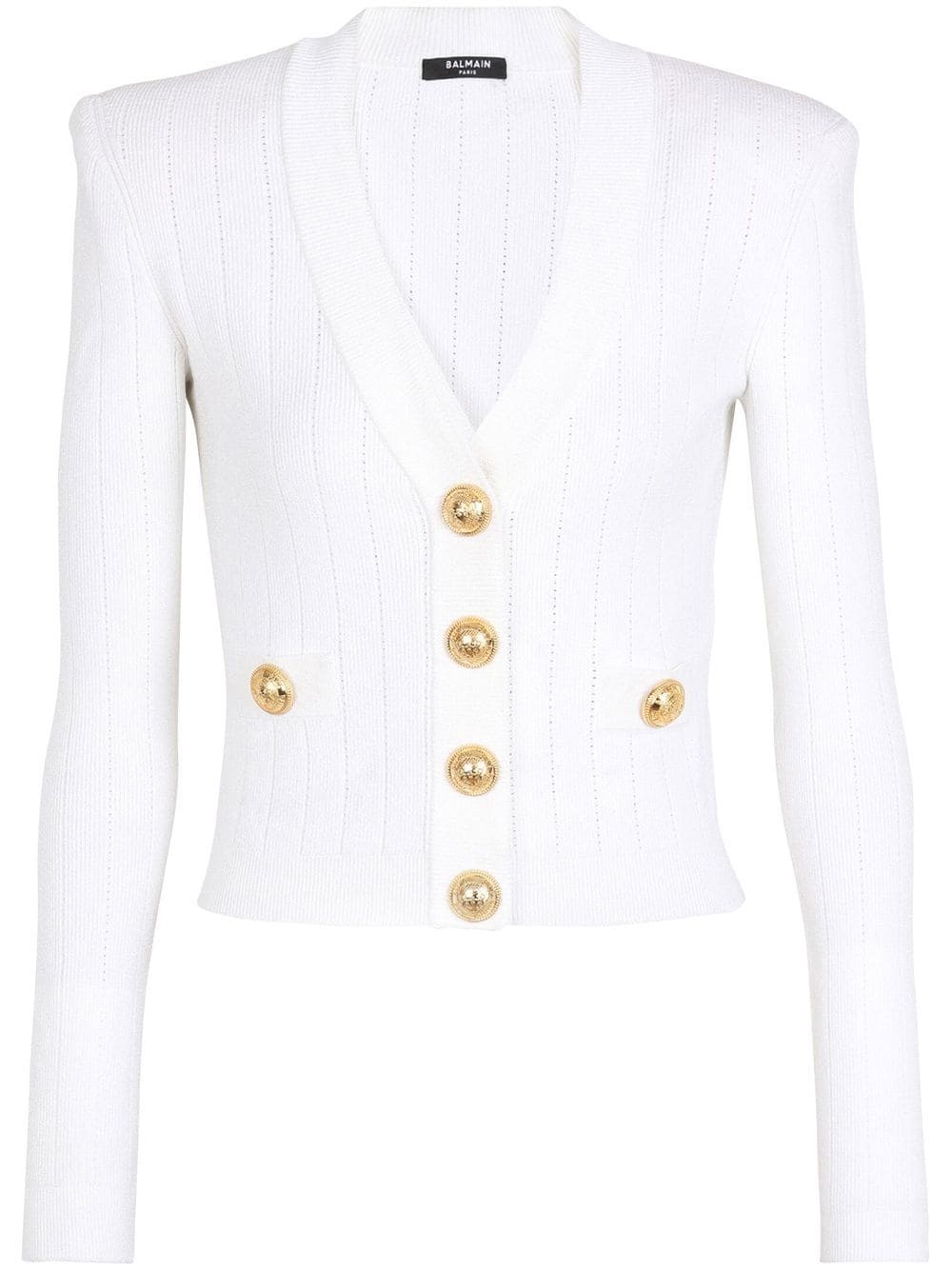 Balmain V-neck button-fastening cardigan - White von Balmain