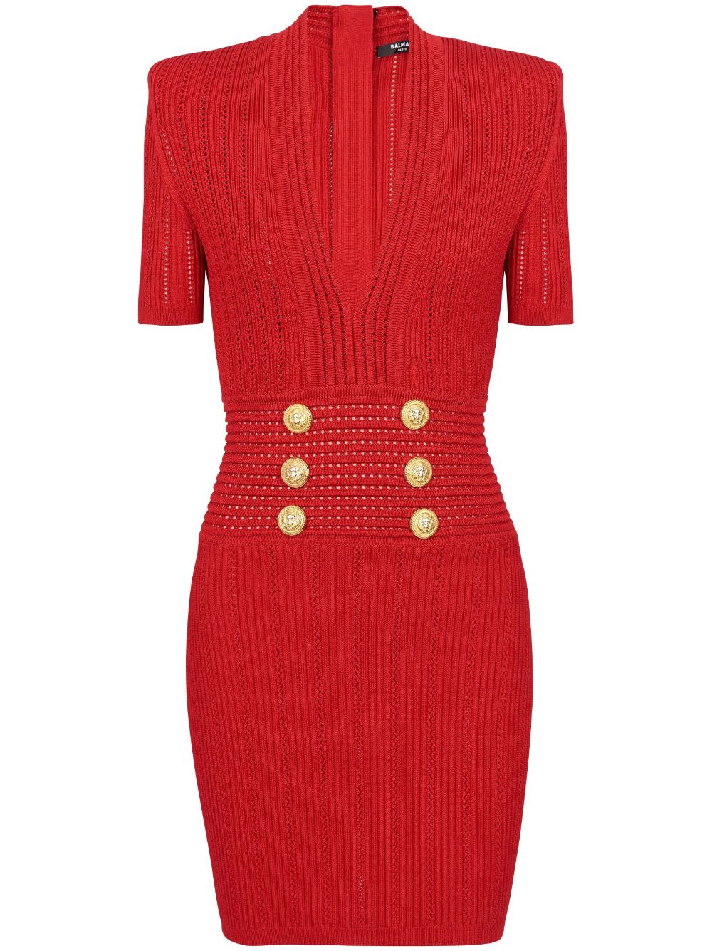 Balmain V-neck knitted dress - Red von Balmain