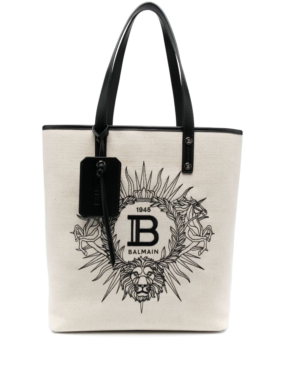 Balmain Varsity embroidered-logo tote bag - Neutrals von Balmain