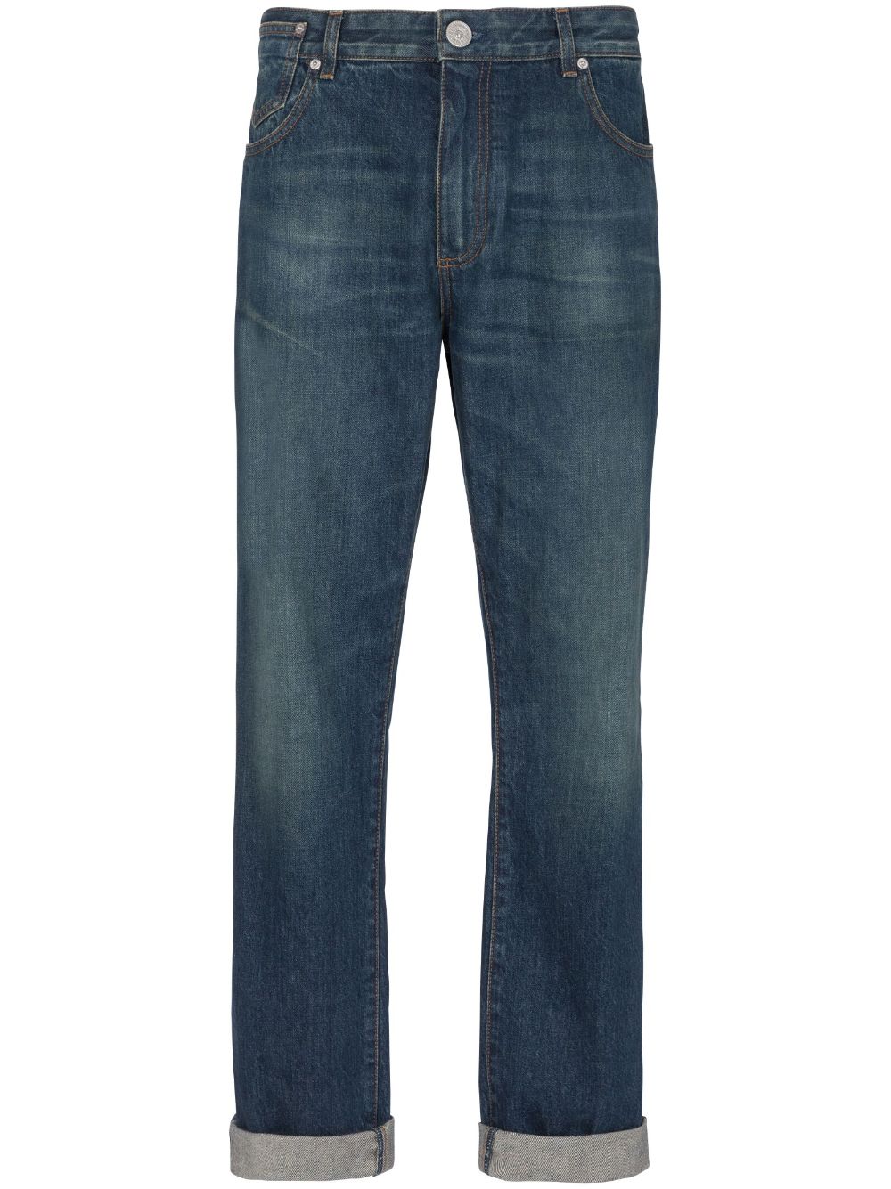 Balmain Vintage logo-patch straight-leg jeans - Blue von Balmain