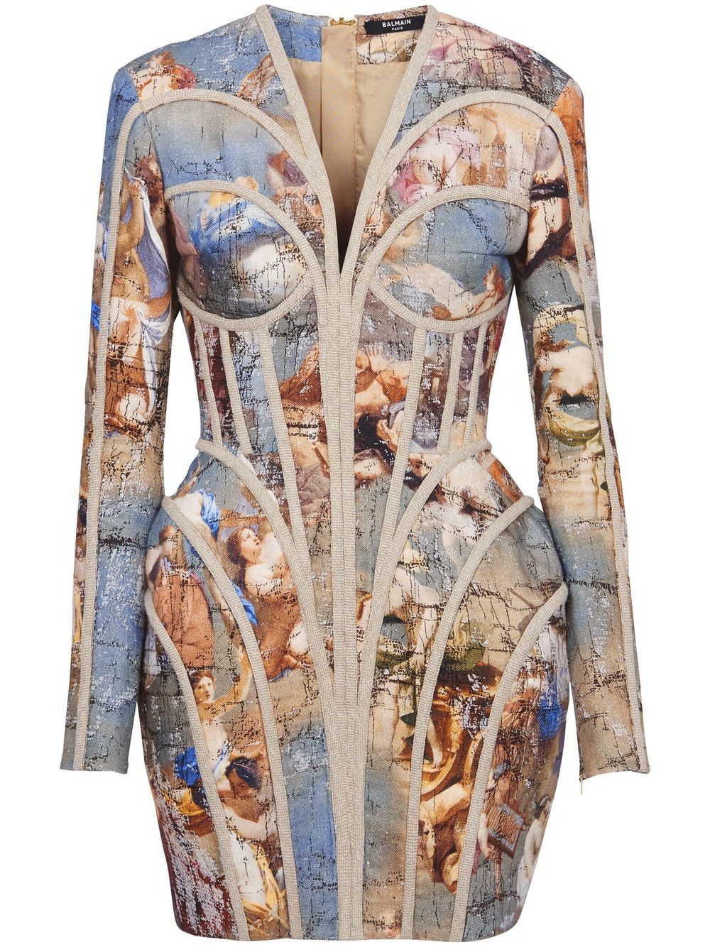 Balmain Sky-print linen dress - Multicolour von Balmain