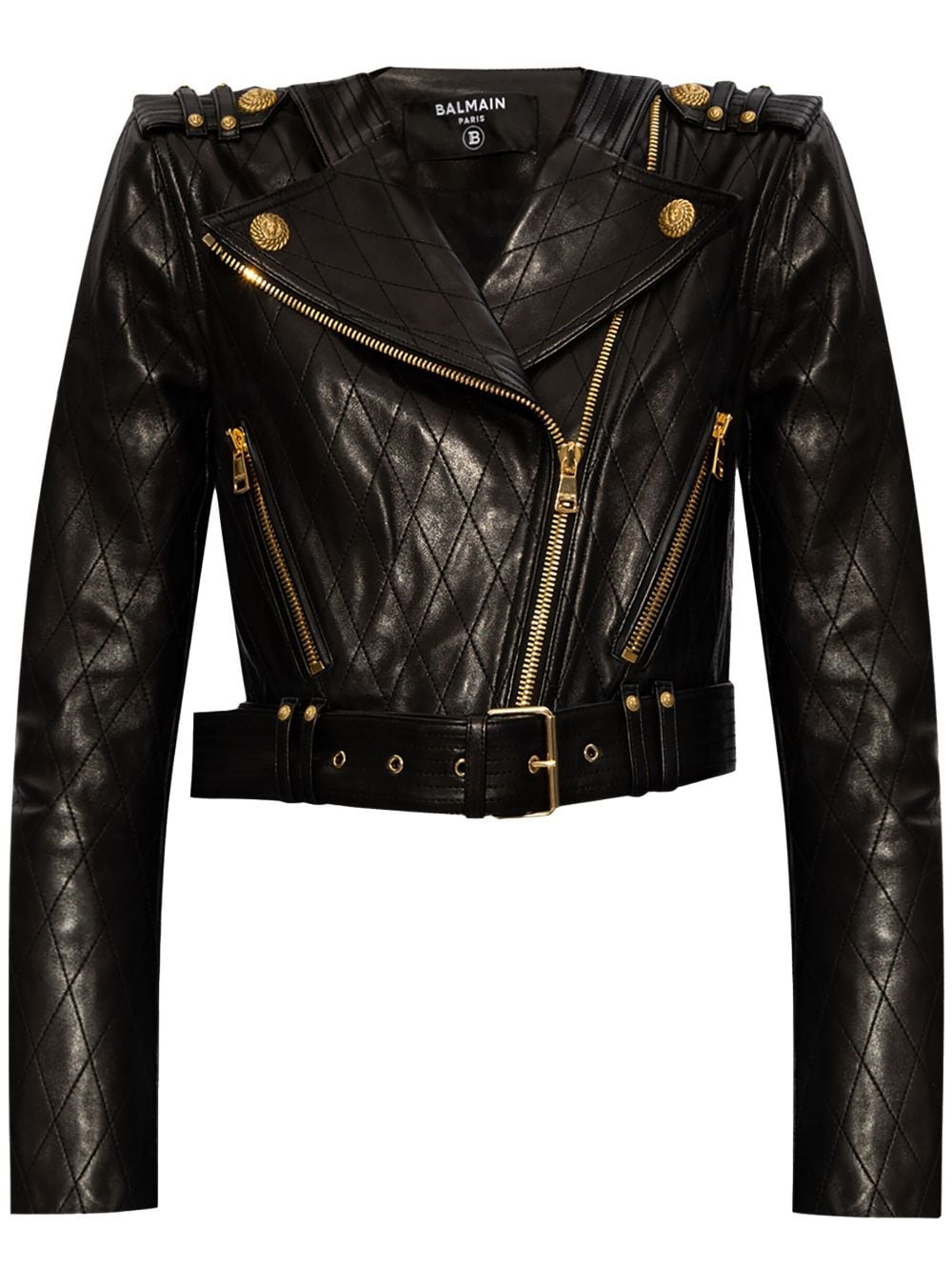Balmain belted biker jacket - Black von Balmain