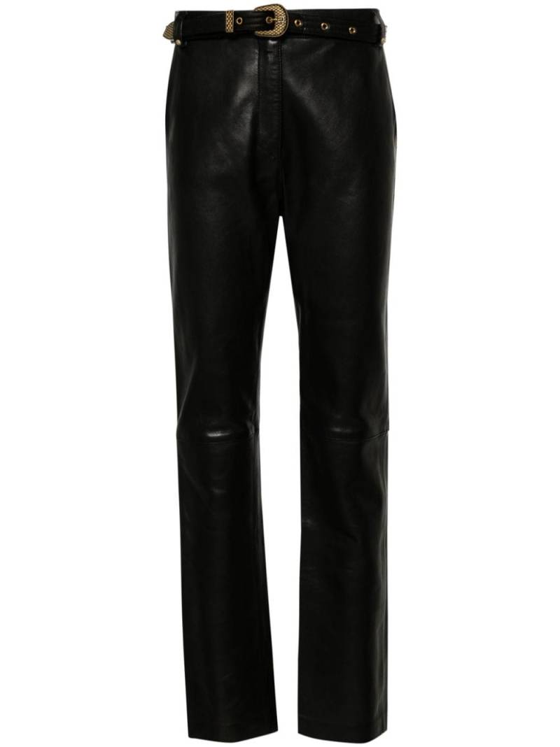 Balmain belted high-rise leather trousers - Black von Balmain