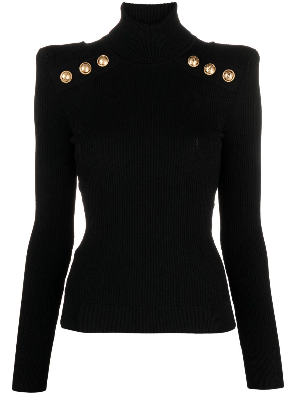 Balmain button-detail high-neck knitted top - Black von Balmain