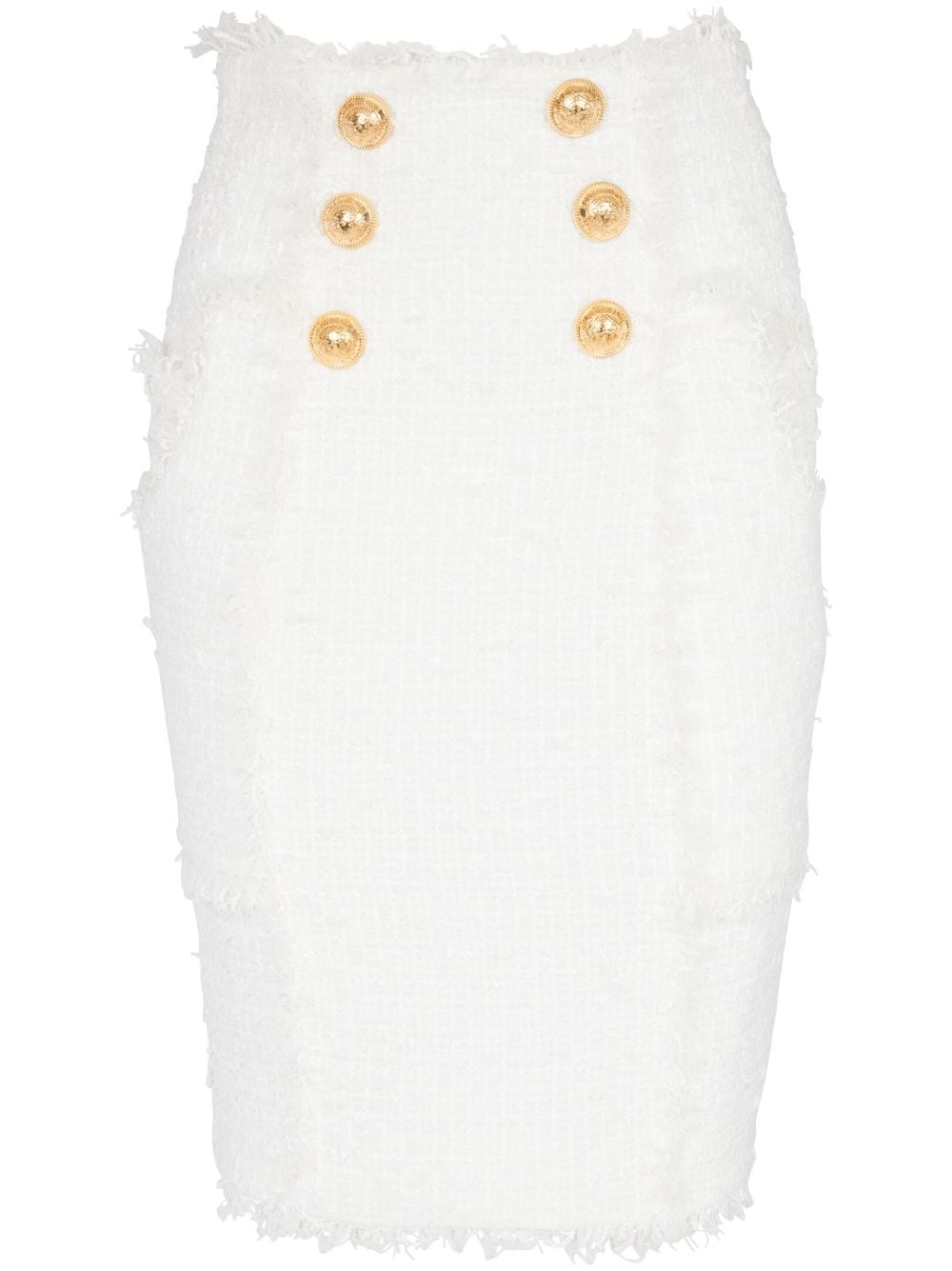 Balmain button-detail tweed pencil skirt - White von Balmain