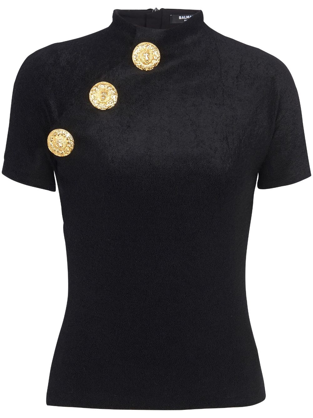 Balmain button-detail velvet T-shirt - Black von Balmain