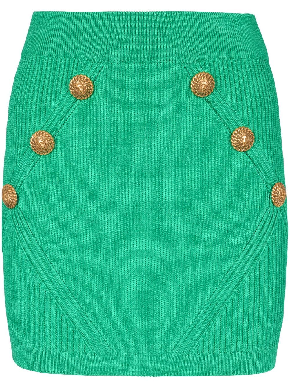 Balmain button-detailed rib-knit skirt - Green von Balmain