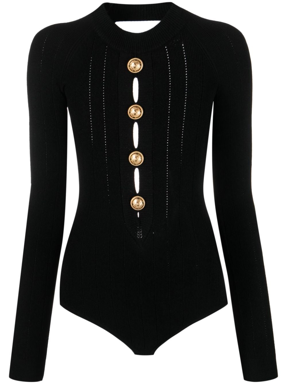 Balmain button-embellished knitted bodysuit - Black von Balmain