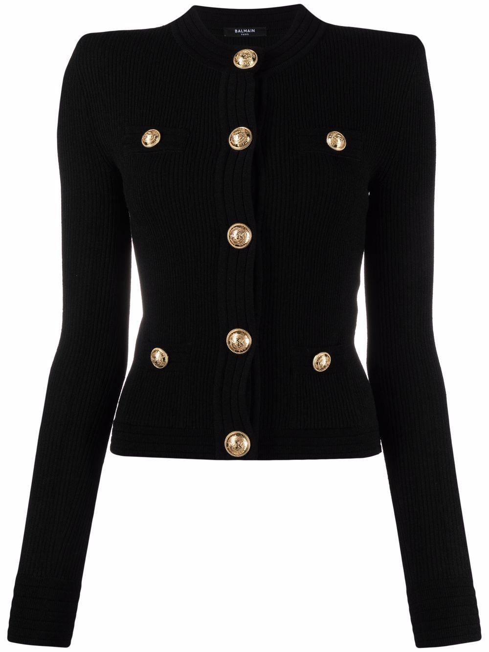 Balmain button-embellished ribbed cardigan - Black von Balmain