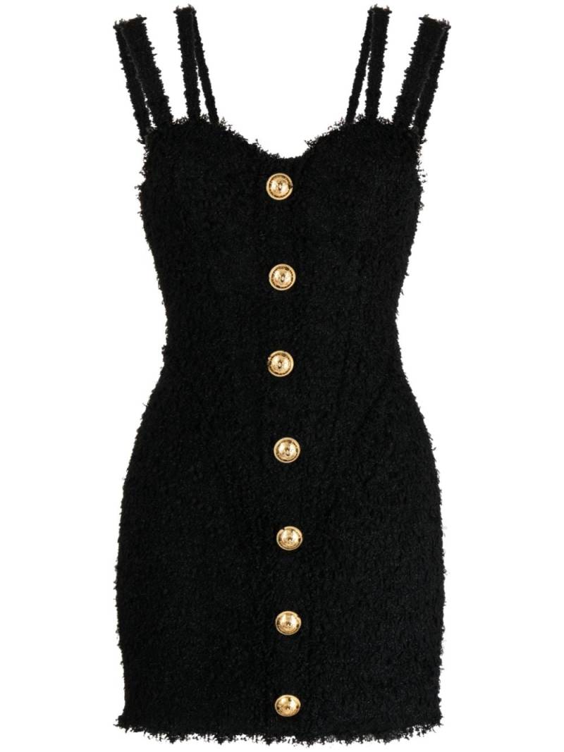 Balmain button-embellished tweed minidress - Black von Balmain