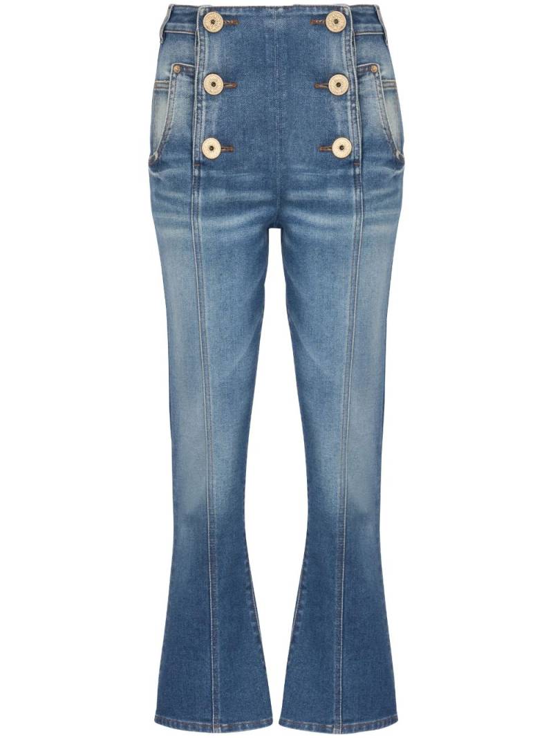 Balmain buttoned bootcut jeans - Blue von Balmain