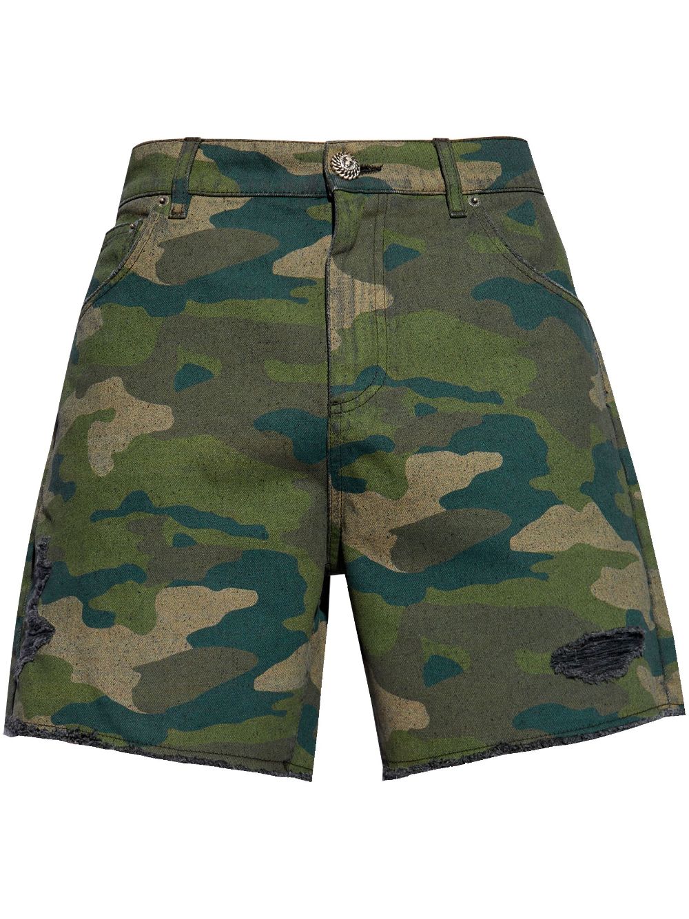 Balmain camouflage print distressed shorts - Green von Balmain