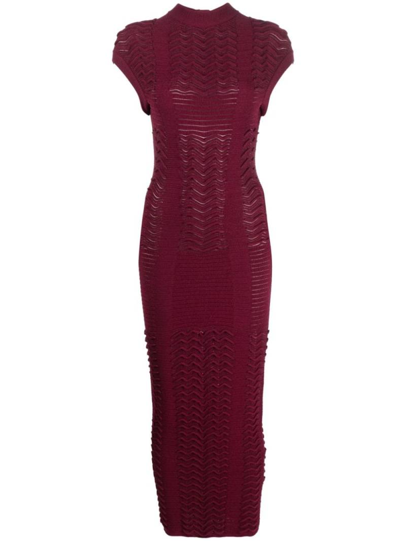Balmain chevron 3D-knit midi dress - Red von Balmain