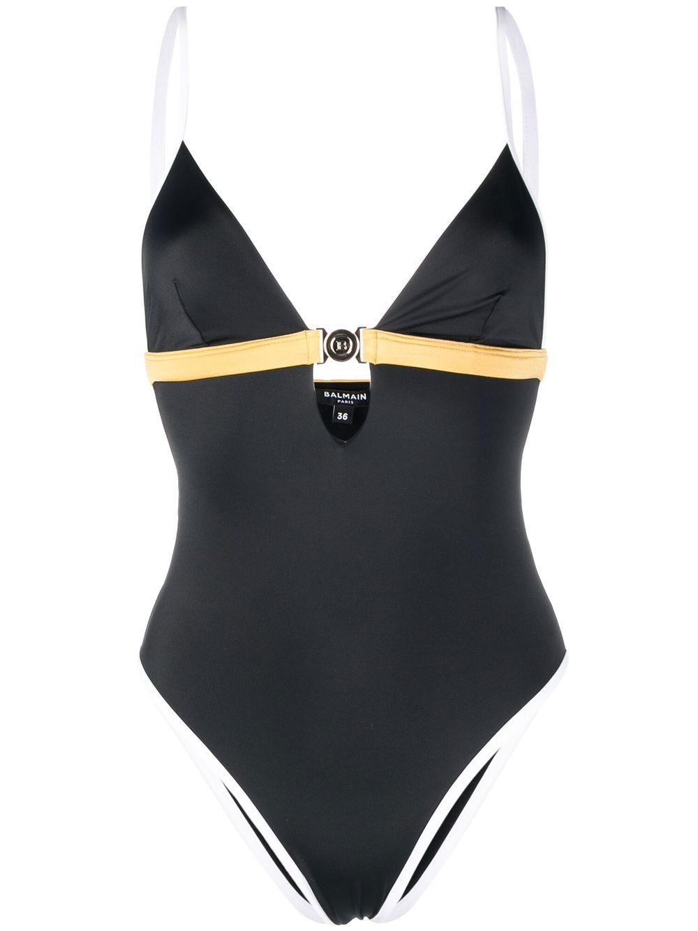 Balmain colour-block fitted swimsuit - Black von Balmain