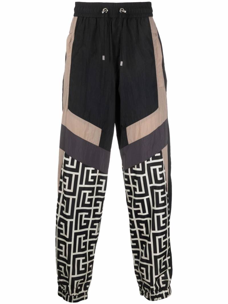 Balmain colour-blocked monogram track pants - Black von Balmain