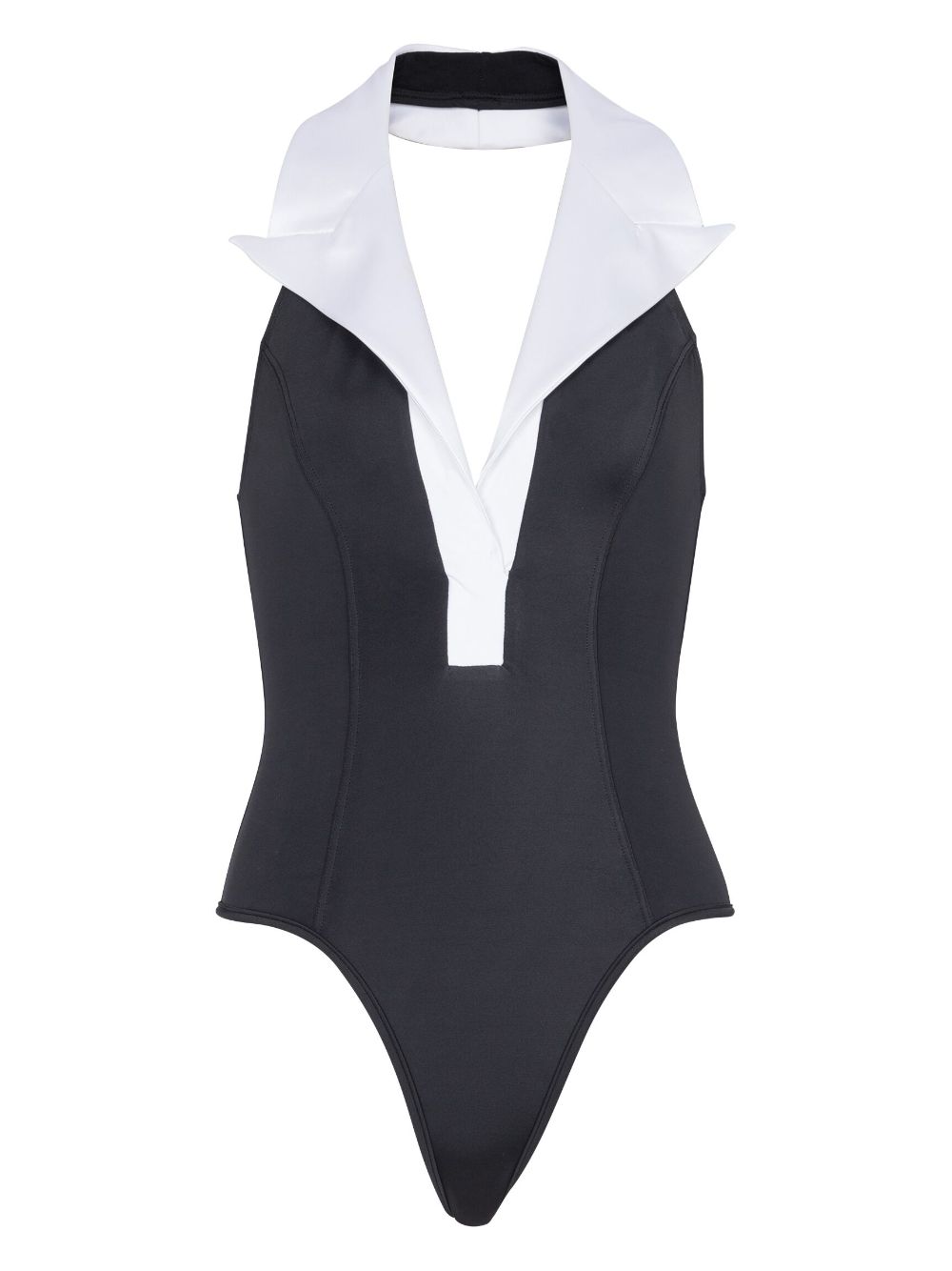 Balmain contrasting-collar swimshuit - Black von Balmain