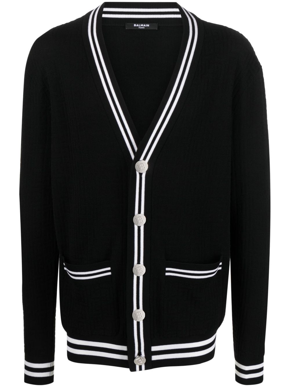 Balmain contrasting-trim V-neck cardigan - Black von Balmain