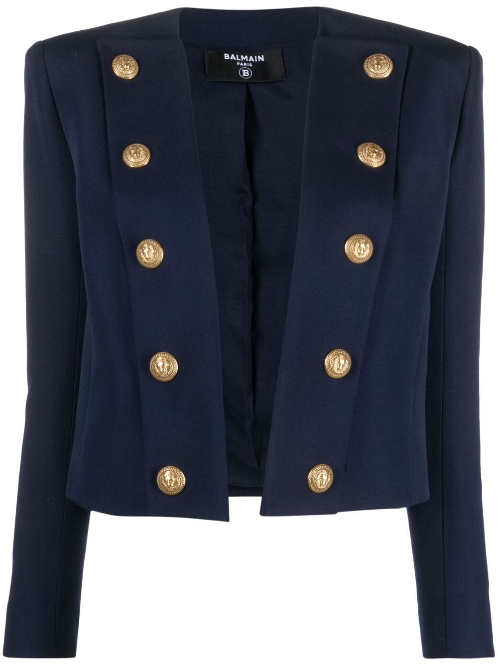 Balmain cotton-blend fitted jacket - Blue von Balmain