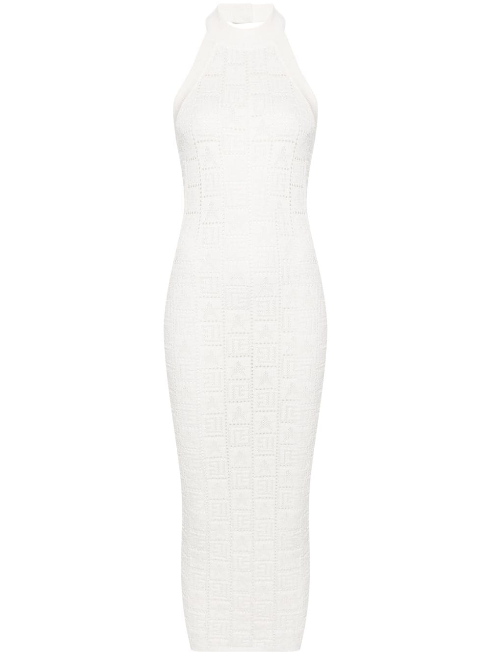 Balmain crochet-knit midi dress - White von Balmain