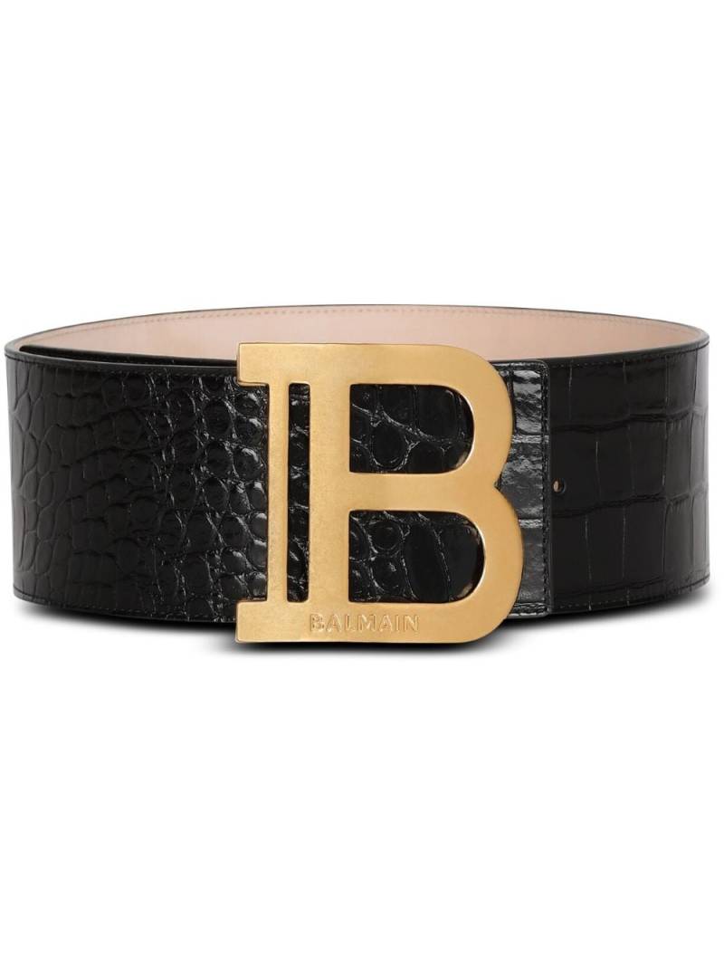 Balmain crocodile-effect logo-plaque belt - Black von Balmain