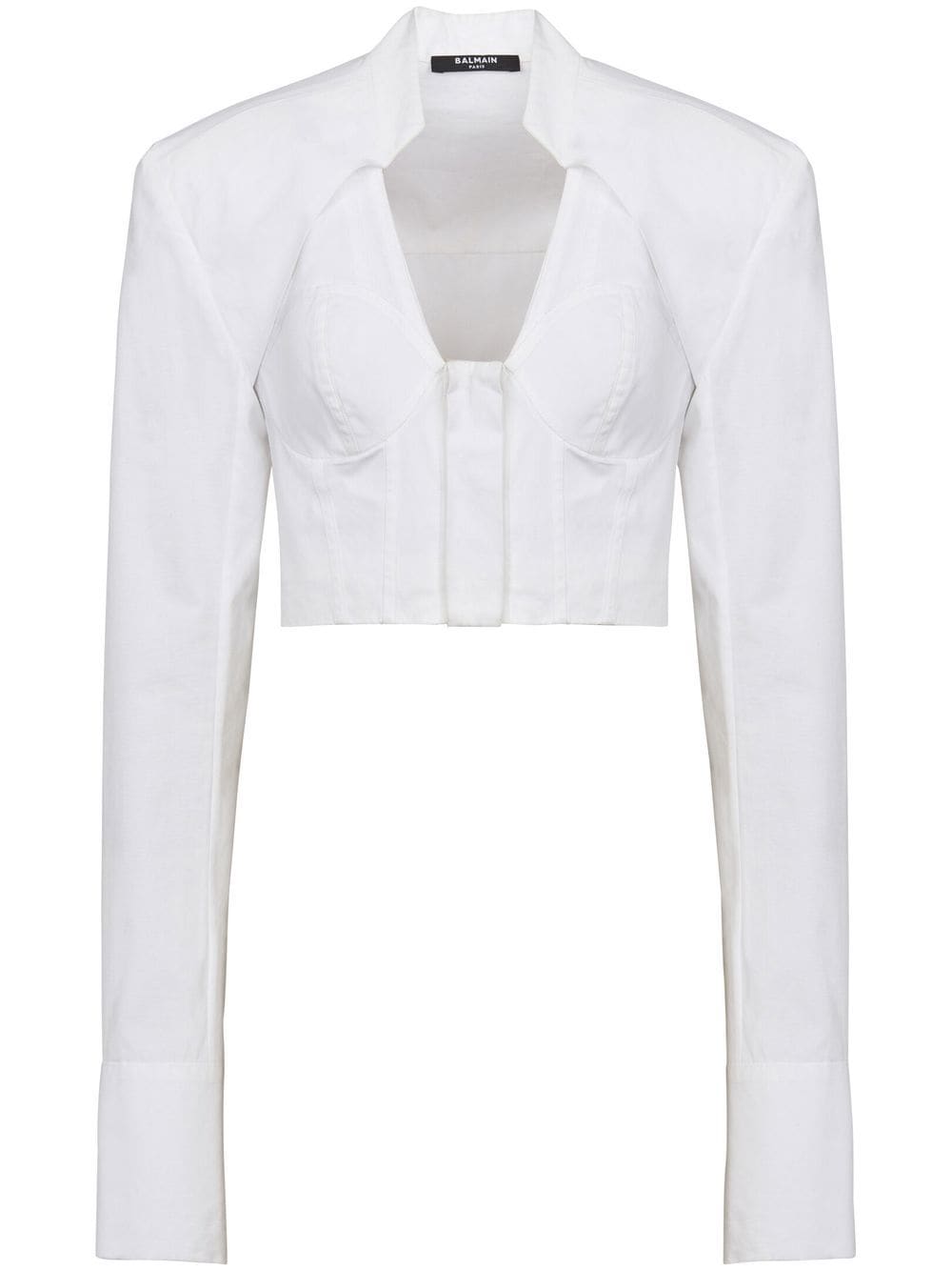 Balmain cropped cotton blouse - White von Balmain