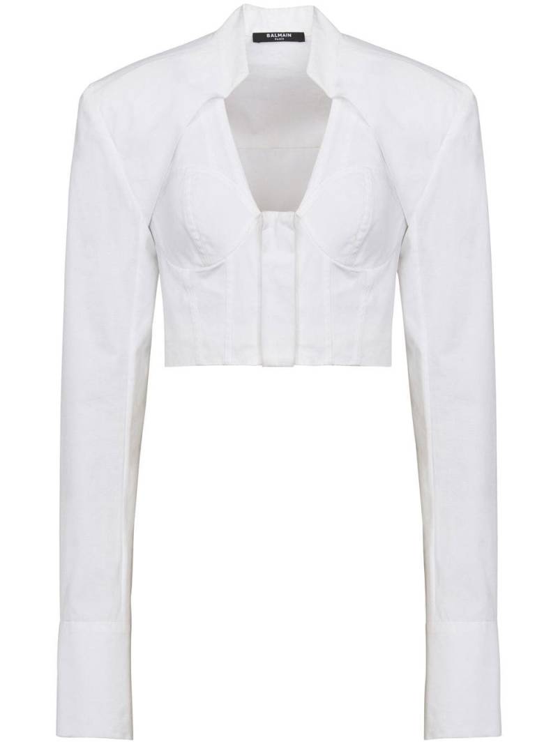 Balmain cropped cotton blouse - White von Balmain