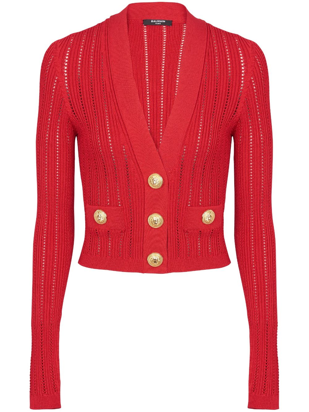 Balmain cropped knitted V-neck cardigan - Red von Balmain
