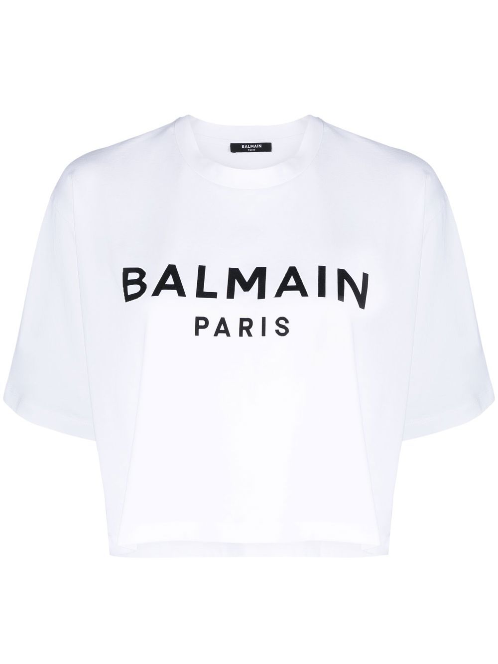 Balmain cropped logo-print T-shirt - White von Balmain