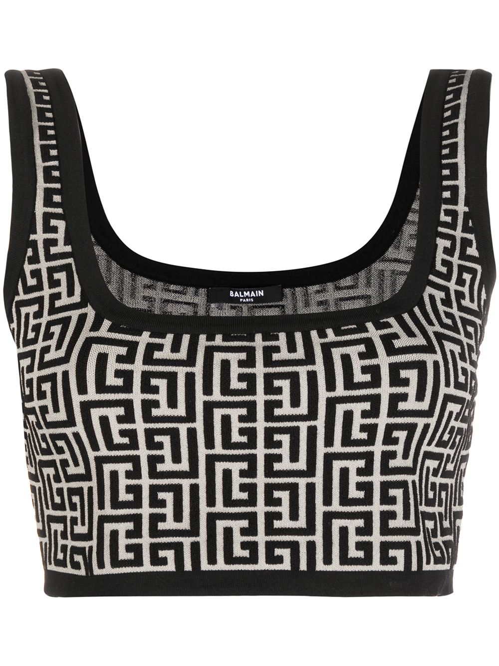 Balmain cropped monogram jacquard vest top - Neutrals von Balmain