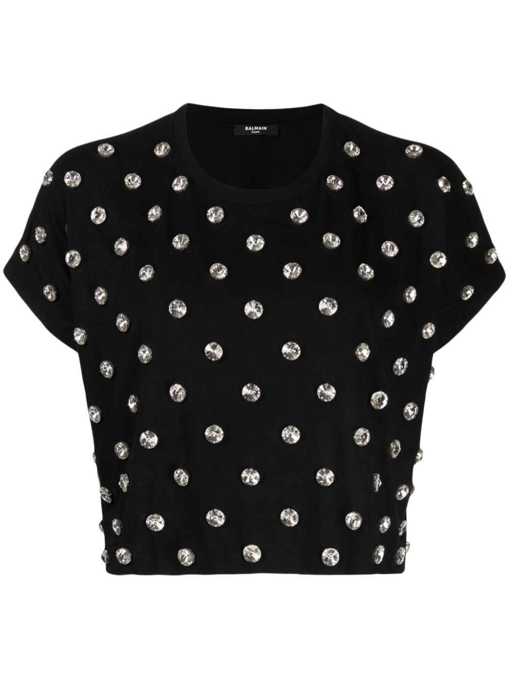 Balmain crystal-embellished cotton T-shirt - Black von Balmain