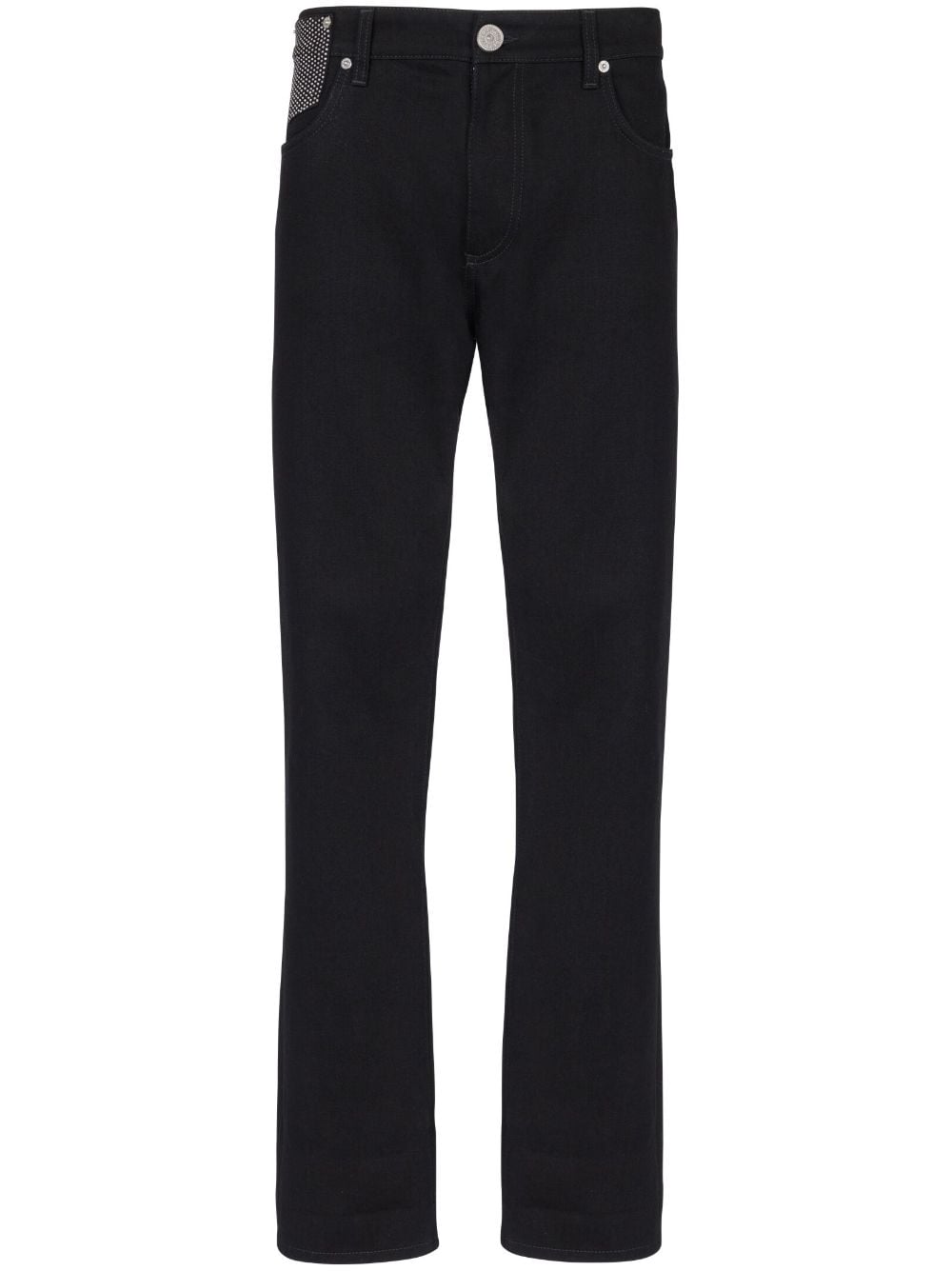 Balmain crystal-embellished straight-leg jeans - Black von Balmain