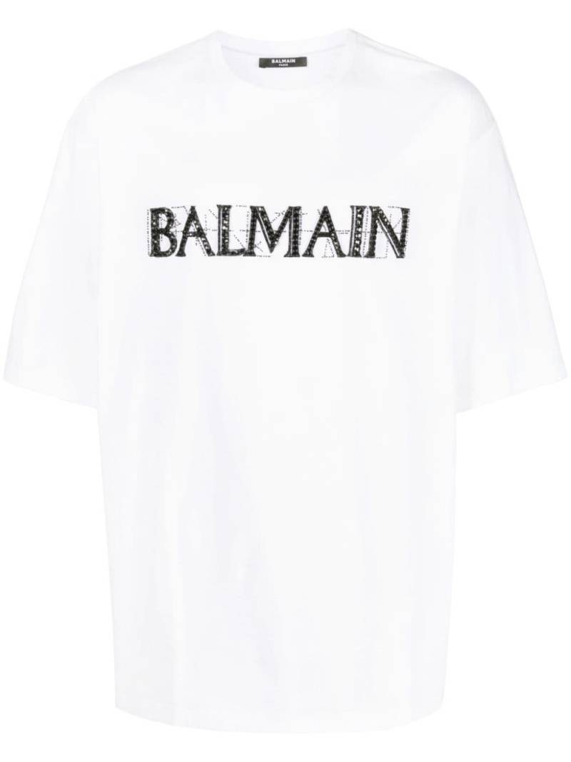 Balmain crystal-logo cotton T-shirt - White von Balmain