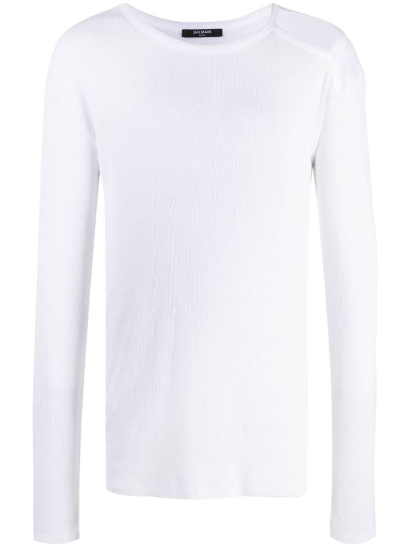 Balmain cut-out long-sleeve T-shirt - White von Balmain