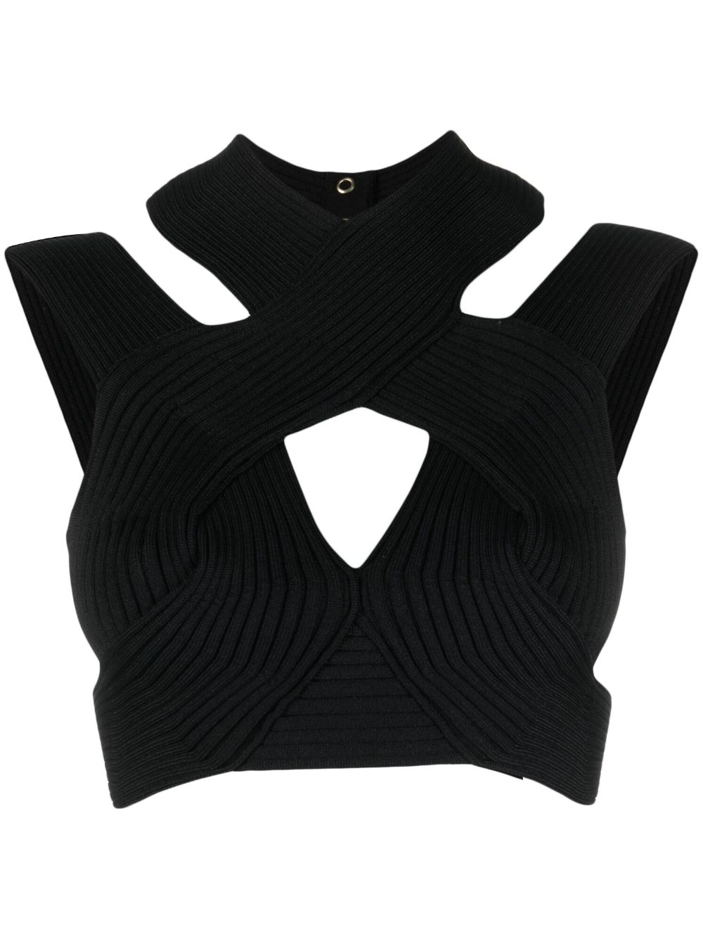 Balmain cut-out ribbed cropped top - Black von Balmain