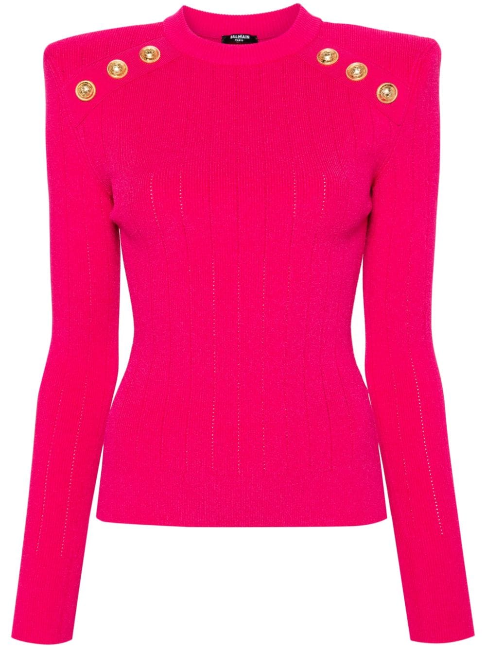 Balmain decorative-buttons ribbed-knit jumper - Pink von Balmain