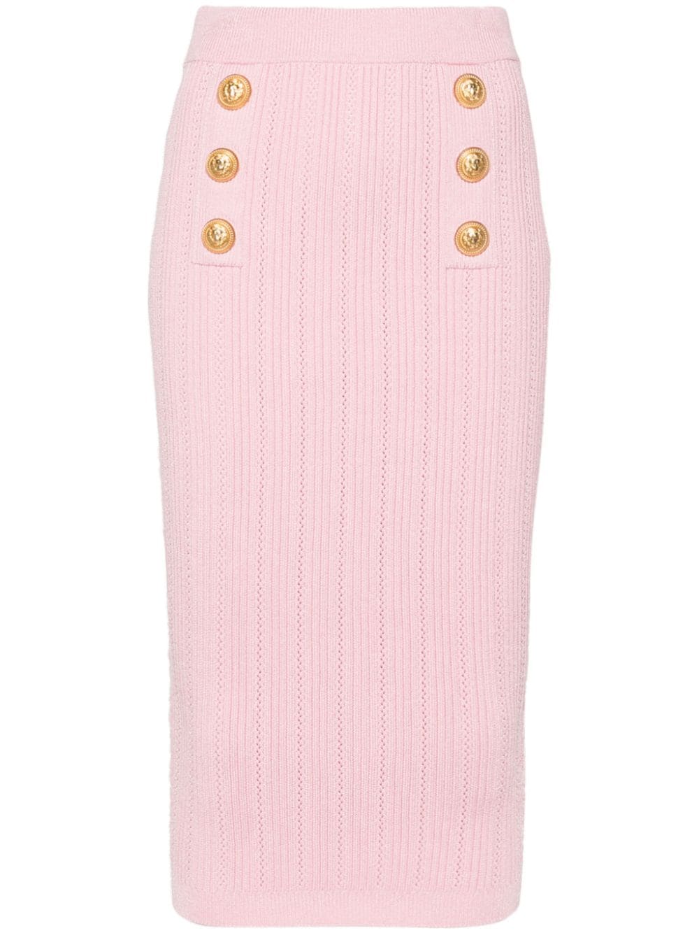 Balmain decorative-buttons ribbed pencil skirt - Pink von Balmain