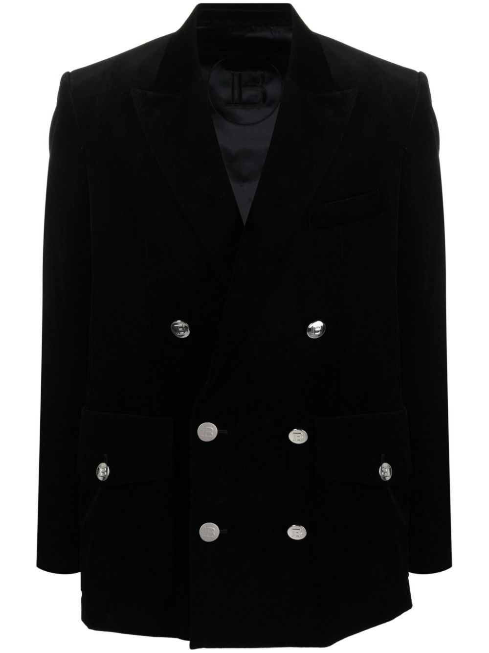 Balmain double-breasted corduroy blazer - Black von Balmain