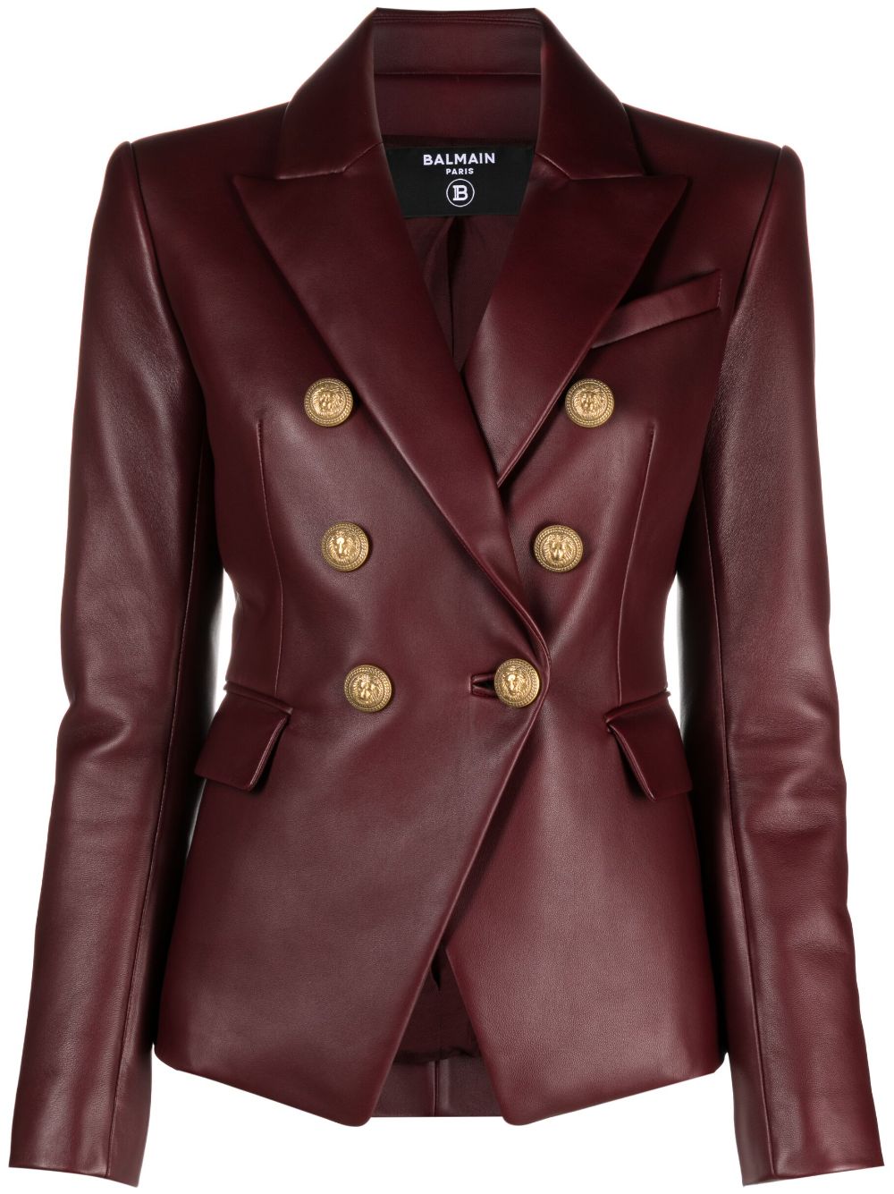 Balmain double-breasted leather blazer - Red von Balmain