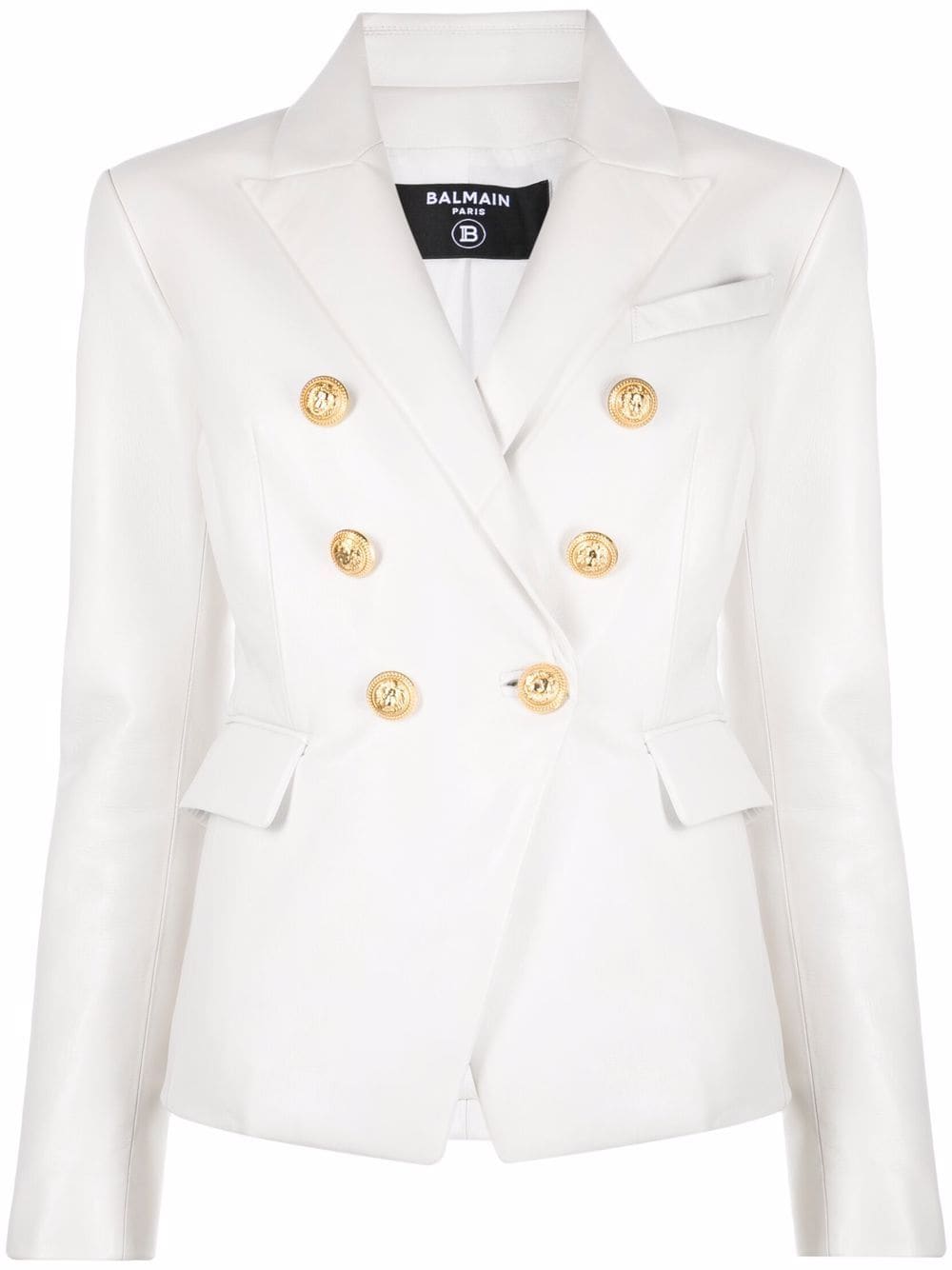 Balmain double-breasted leather blazer - White von Balmain