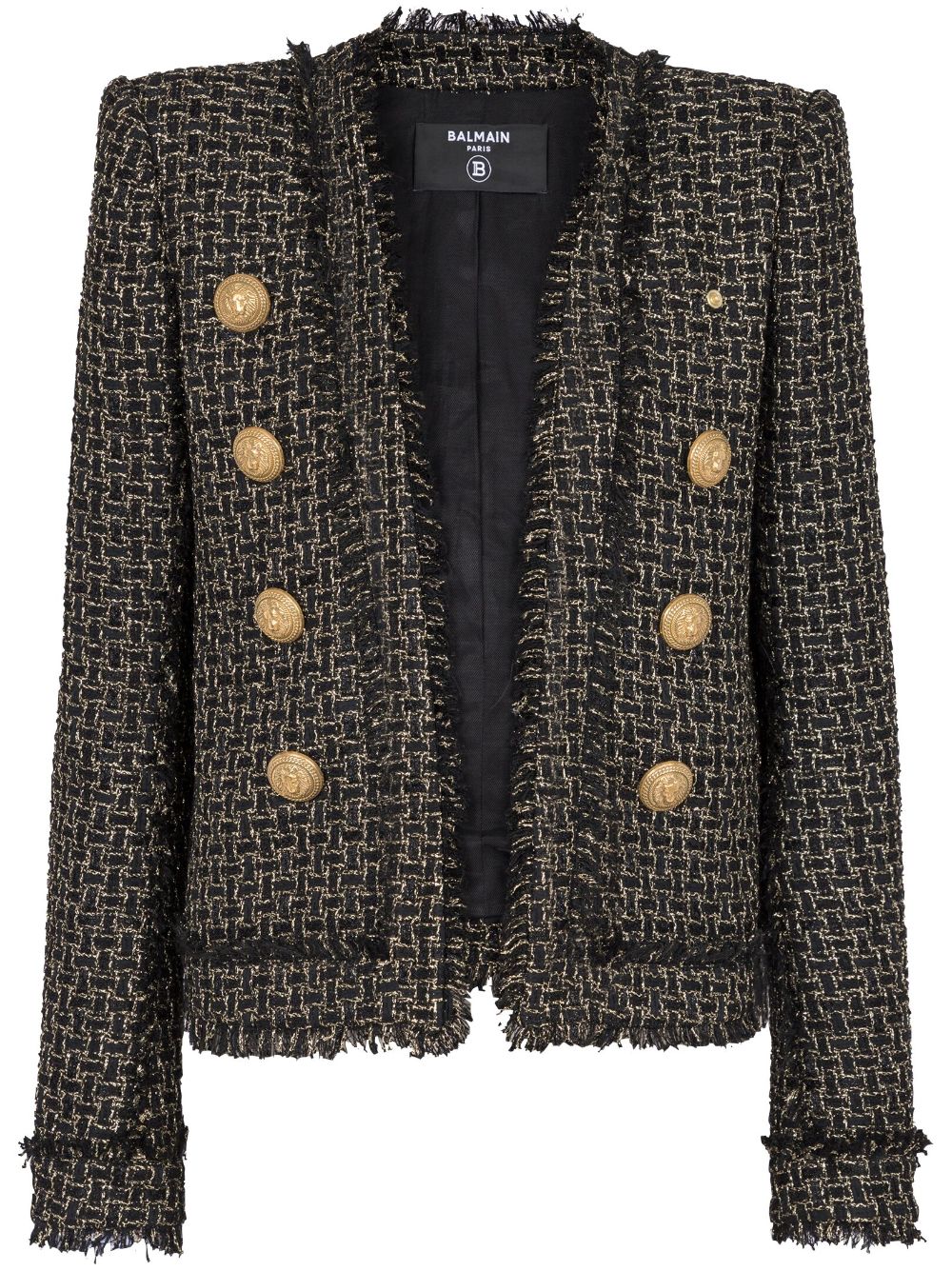 Balmain double-breasted tweed jacket - Black von Balmain